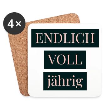 ENDLICH voll jährig - Untersetzer (4er-Set) - Weiß - Vorne