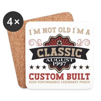 Born in 1997 Classic Birthday Gift August - Coasters (set of 4) - white - Front