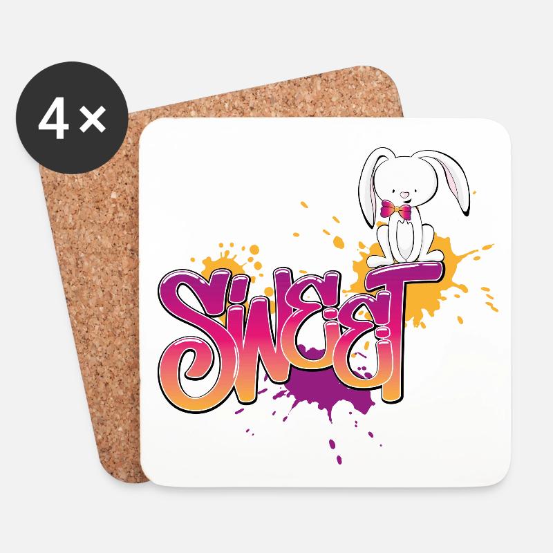 Grafitti Hase Sweet2 - Untersetzer (4er-Set) - Weiß