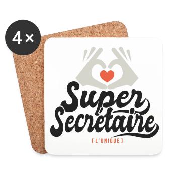 Super Secrétaire l unique cadeau Secretaire - Dessous de verre (lot de 4) - blanc - Devant