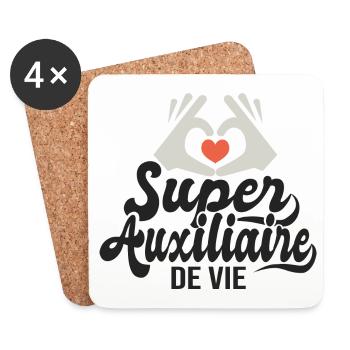 Super auxiliaire de vie cadeau aide sociale - Dessous de verre (lot de 4) - blanc - Devant