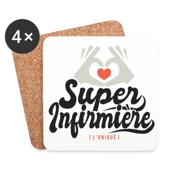 Super Infirmière l unique cadeau infirmiere - Dessous de verre (lot de 4) - blanc - Devant