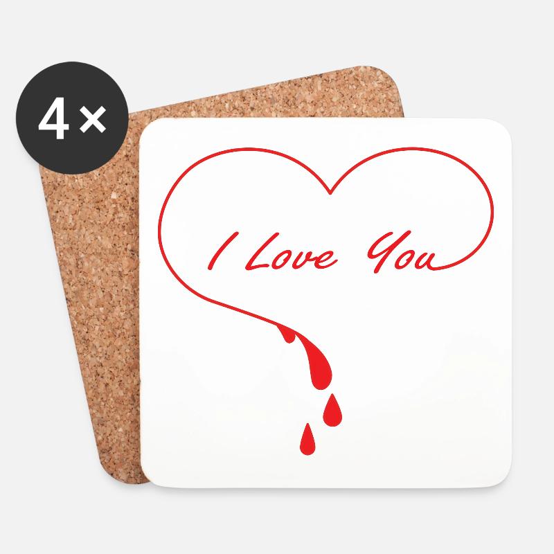ILoveYou Herz - Untersetzer (4er-Set) - Weiß