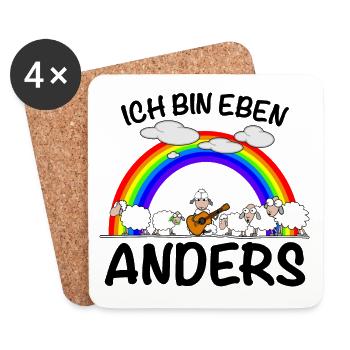 Schaf spielt Gitarre und ist anders - Untersetzer (4er-Set) - Weiß - Vorne