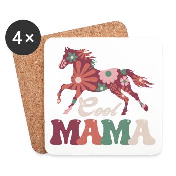 Coole Mama Reiten Muttertag - Untersetzer (4er-Set) - Weiß - Vorne