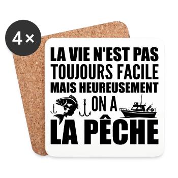 La vie n'est pas toujours facile, pêche - Dessous de verre (lot de 4) - blanc - Devant