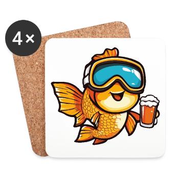 Bière d’après-ski Goldfish - Dessous de verre (lot de 4) - blanc - Devant