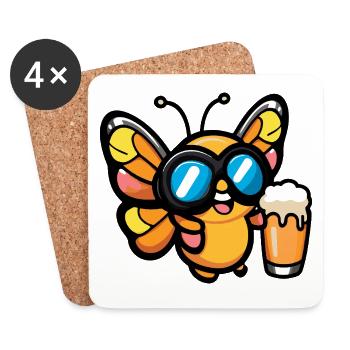Butterfly Après-Ski Bière Bande Dessinée - Dessous de verre (lot de 4) - blanc - Devant