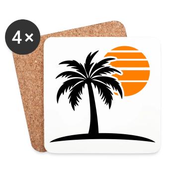 Palme Sonne Insel - Untersetzer (4er-Set) - Weiß - Vorne