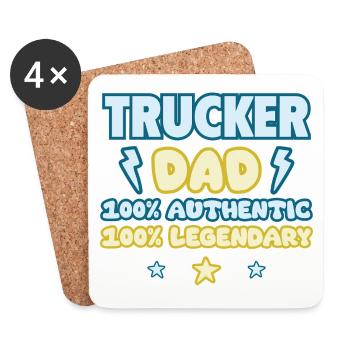Papa camionneur, Cadeau de fête des pères, Légendaire - Dessous de verre (lot de 4) - blanc - Devant