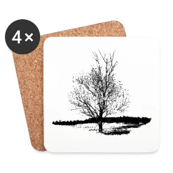 Tree #001 - Coasters (set of 4) - white - Front