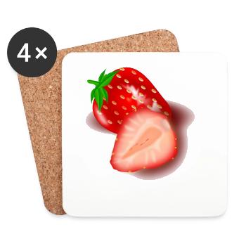 Erdbeer-Schnittbild Illustration - Untersetzer (4er-Set) - Weiß - Vorne