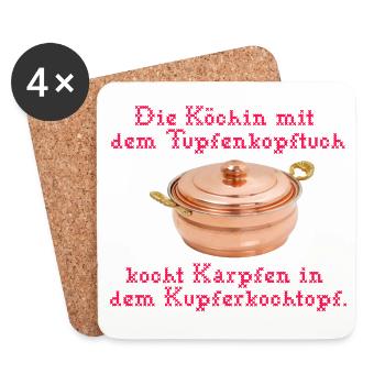 die köchin mit dem tupfenkopftuch rot - Untersetzer (4er-Set) - Weiß - Vorne