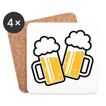 2 chopes de bière grillées, santé ! (chope de bière / 3C) - Dessous de verre (lot de 4) - blanc - Devant