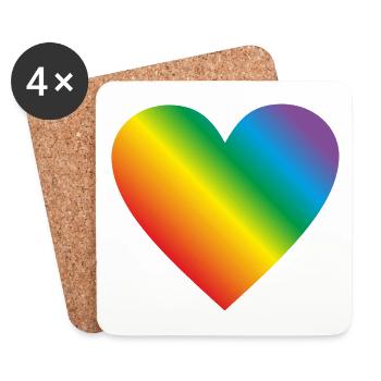 Lgbt Regenbogen Herz - Untersetzer (4er-Set) - Weiß - Vorne