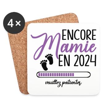 Encore Mamie 2024 Cadeau Future Grand Mère - Dessous de verre (lot de 4) - blanc - Devant