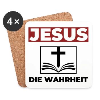 Jesus Christus die Wahrheit - Christliches Shirt - Untersetzer (4er-Set) - Weiß - Vorne