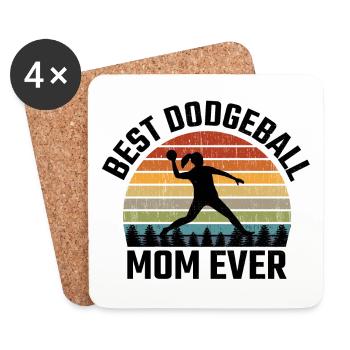 Dodgeball Maman Mère Sports Drôle - Dessous de verre (lot de 4) - blanc - Devant
