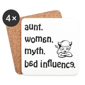 étonné. Femme. mythe. Mauvaise influence - Rétro - Dessous de verre (lot de 4) - blanc - Devant