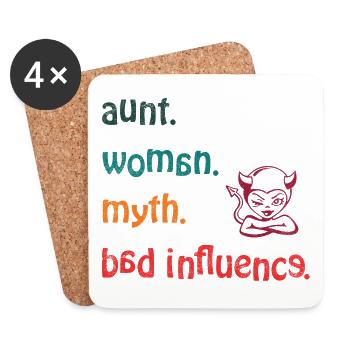 étonné. Femme. mythe. Mauvaise influence - Rétro - Dessous de verre (lot de 4) - blanc - Devant
