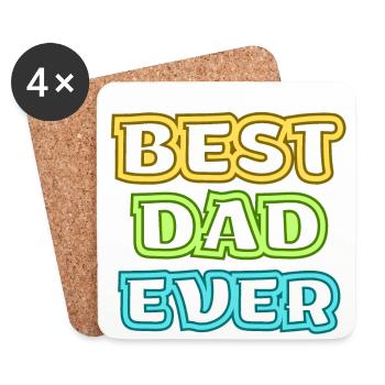 Colorful Best Dad Ever lettering - Coasters (set of 4) - white - Front