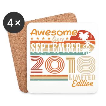 2018 September Vintage Geburtstagsgeschenk 2018 - Untersetzer (4er-Set) - Weiß - Vorne