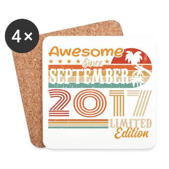 2017 September Vintage Geburtstagsgeschenk 2017 - Untersetzer (4er-Set) - Weiß - Vorne