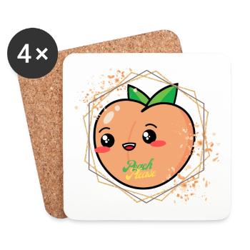 Pfirsich - Peach Please - Untersetzer (4er-Set) - Weiß - Vorne