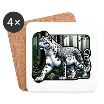 Snow Leopard Leopard White Leopard - Coasters (set of 4) - white - Front