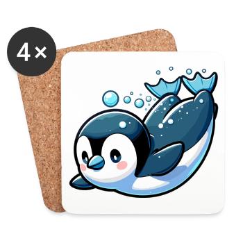 Cute Penguins Little Penguin Penguin Lover - Coasters (set of 4) - white - Front