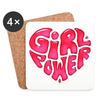 Girl power text design in heart shape - Coasters (set of 4) - white - Front