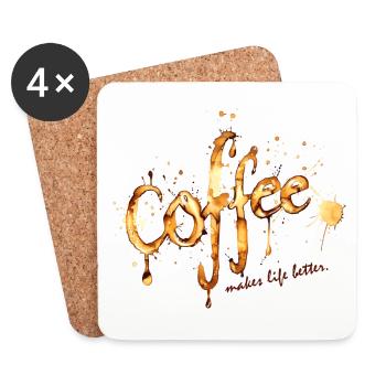 Kaffee macht das Leben besser für Kaffeeliebhaber - Untersetzer (4er-Set) - Weiß - Vorne