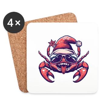 Crabe Crabe Noël Drôle - Dessous de verre (lot de 4) - blanc - Devant