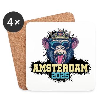 Amsterdam 2025 Affe - Untersetzer (4er-Set) - Weiß - Vorne