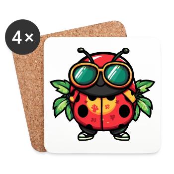 Marienkäfer Sommer - Untersetzer (4er-Set) - Weiß - Vorne