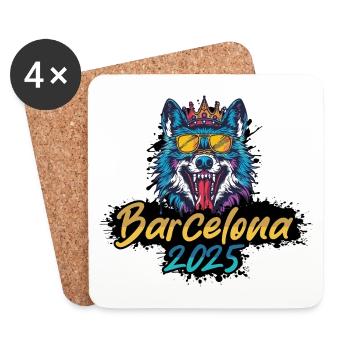 Barcelone 2025 Loup de fête - Dessous de verre (lot de 4) - blanc - Devant