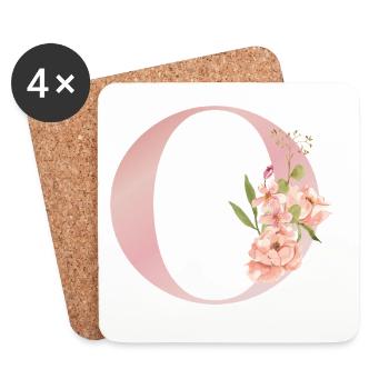 C Florale Monogramme Pastel - Dessous de verre (lot de 4) - blanc - Devant