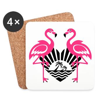 Flamingos Heart Sun Summer Mood Palm Beach 13 - Untersetzer (4er-Set) - Weiß - Vorne