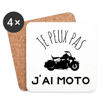 JE PEUX PAS JAI MOTO idée cadeau et tshirt - Dessous de verre (lot de 4) - blanc - Devant