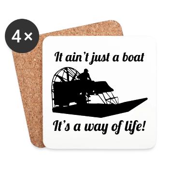 Airboat Fanboat Airboating Planeboat Swamp boat - Coasters (set of 4) - white - Front