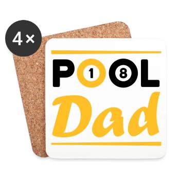 Pool dad (Billardkugeln 1 und 8, Billardqueues) - Untersetzer (4er-Set) - Weiß - Vorne