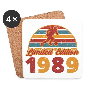 Football Footballer Sports Birthday 1989 - Coasters (set of 4) - white - Front