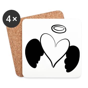 engel herz liebe symbol flügel - Untersetzer (4er-Set) - Weiß - Vorne