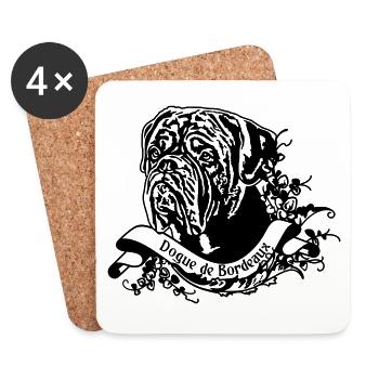 Grand Danois sur Retro Banner 2 - Dessous de verre (lot de 4) - blanc - Devant