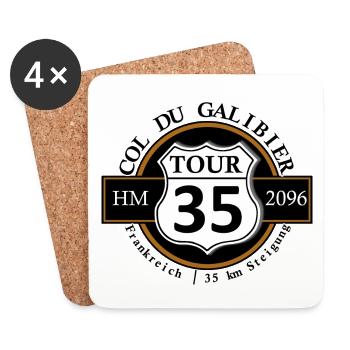 Radtour Rennrad Alpenpass Col du Galibier - Untersetzer (4er-Set) - Weiß - Vorne
