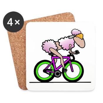 Triathlon Triathlète Moutons - Dessous de verre (lot de 4) - blanc - Devant