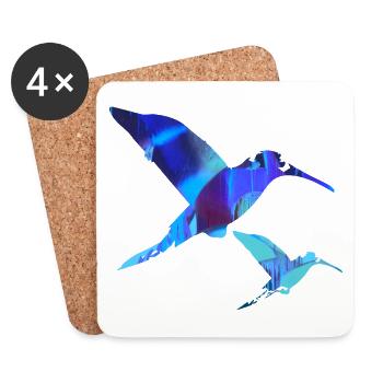 Colibri, Oiseau, Aquarelle, Peinture, Oiseaux, Graffiti - Dessous de verre (lot de 4) - blanc - Devant