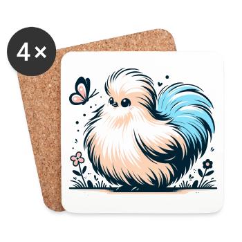 Silkie Chicken Fluffy Poulet Soyeux - Dessous de verre (lot de 4) - blanc - Devant