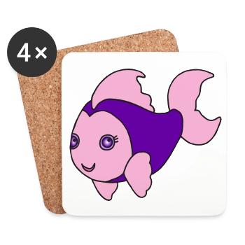 Kleiner süßer Fisch - Untersetzer (4er-Set) - Weiß - Vorne