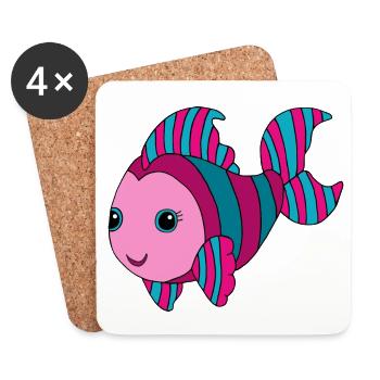 Bunter Fisch - Untersetzer (4er-Set) - Weiß - Vorne